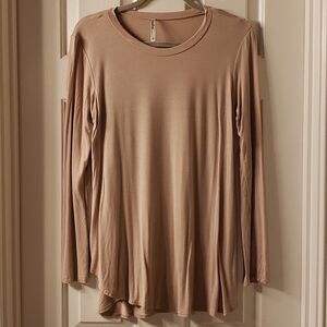 NWOT Azules Women's Long Sleeve Taupe Top